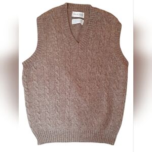 Braemar Sweater Vest Mens Large Brown Scottish Shetland Wool Vintage Knit Preppy